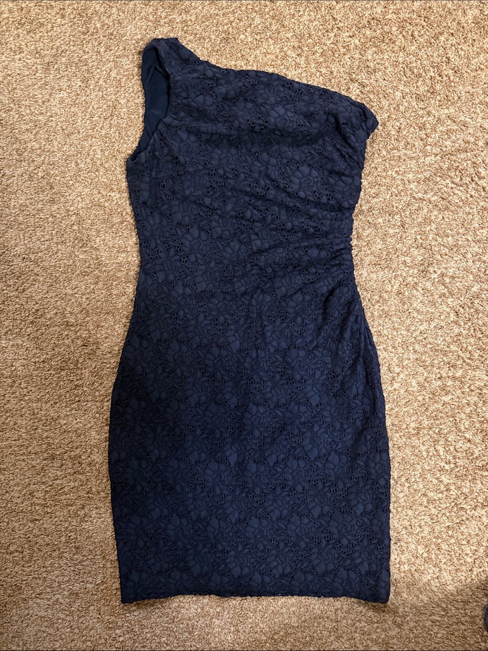 Lauren Ralph Lauren One-Shoulder Navy Lace Dress - Picture 1 of 2